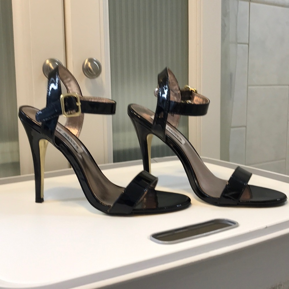 Black patent heels